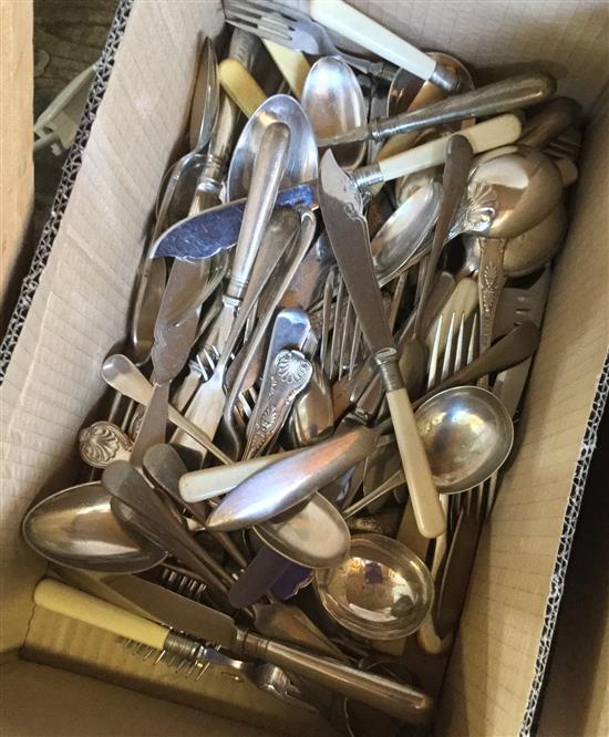 Indian tree dinner service etc, mixed plated cutlery & plate